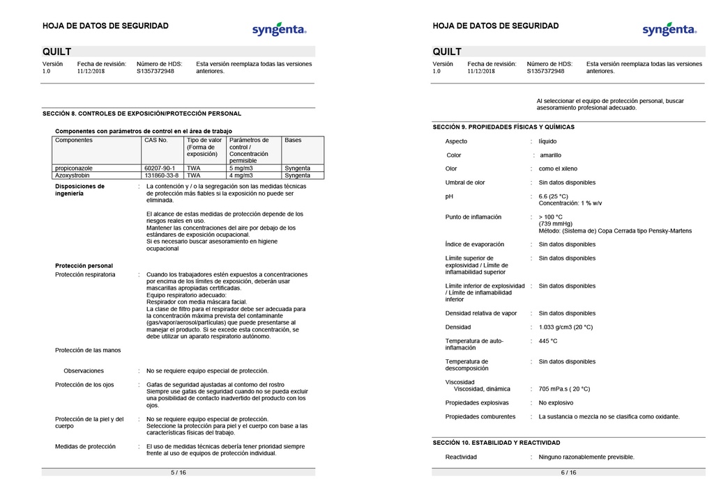 QUILT (AZOXYSTROBIN+PROPICONAZOL) - BOTELLA 800ML