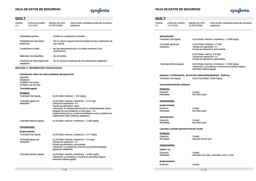 QUILT (AZOXYSTROBIN+PROPICONAZOL) - BOTELLA 800ML