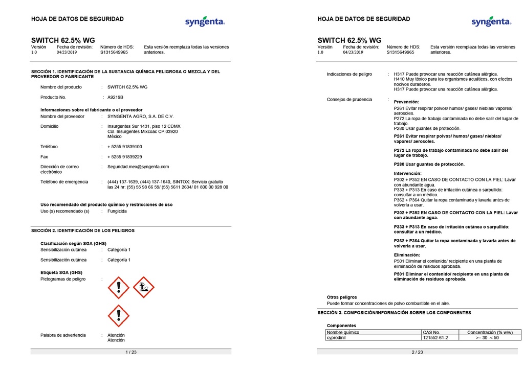 SWITCH (CYPRODINIL+FLUDIOXONIL) - FRASCO 1KG