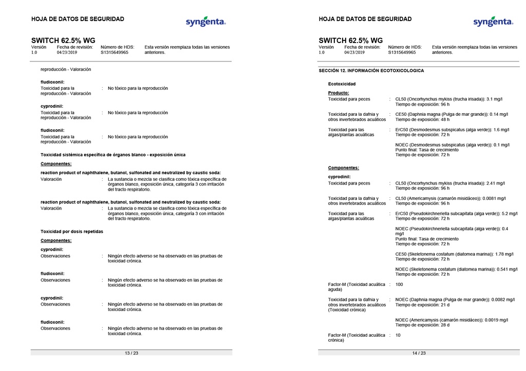 SWITCH (CYPRODINIL+FLUDIOXONIL) - FRASCO 1KG