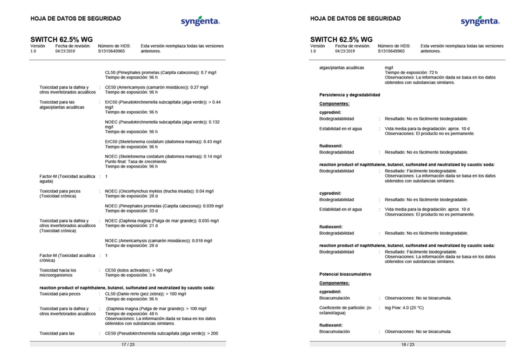 SWITCH (CYPRODINIL+FLUDIOXONIL) - FRASCO 1KG