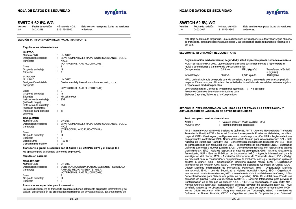 SWITCH (CYPRODINIL+FLUDIOXONIL) - FRASCO 1KG