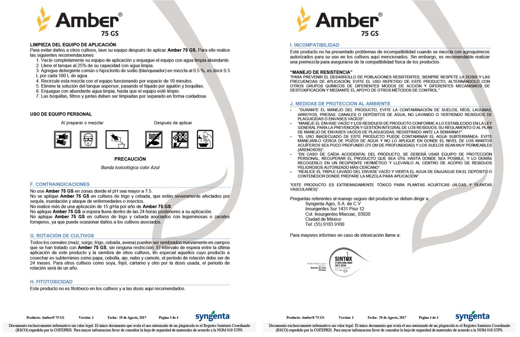 AMBER 75GS (TRIASULFURON) - SOBRE 10GR