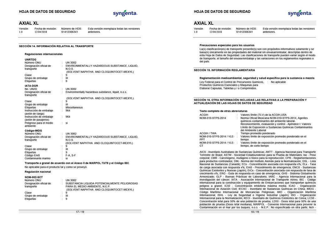 AXIAL XL (PINOXADEN) - BOTELLA 1L