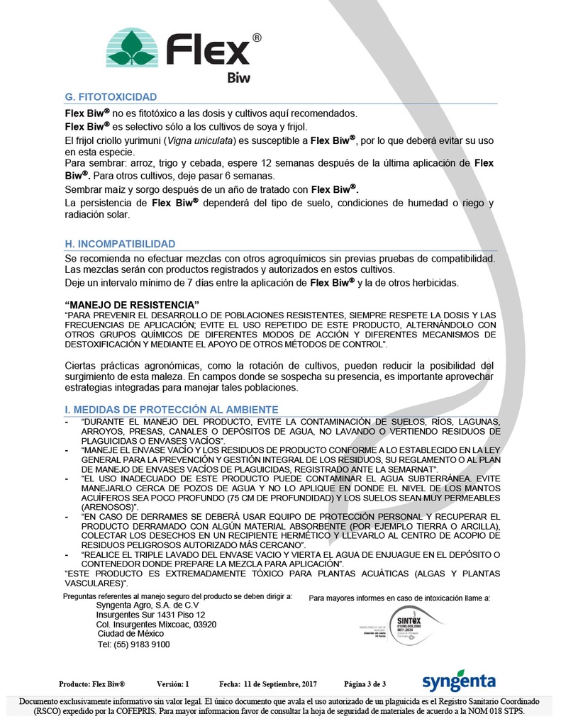 FLEX BIW (FOMESAFEN) - BOTELLA 1L