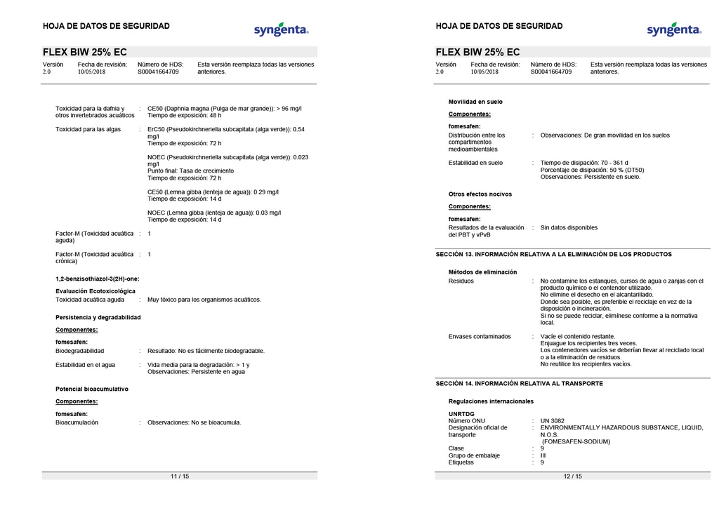 FLEX BIW (FOMESAFEN) - BOTELLA 1L