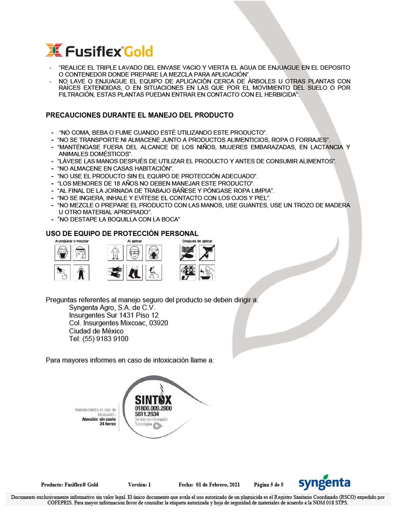 FUSIFLEX (FOMESAFEN+FLUAZIFOP) - BOTELLA 1L