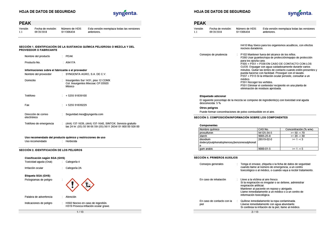 PEAK 57WG (PROSULFURON) - SOBRE 30GR