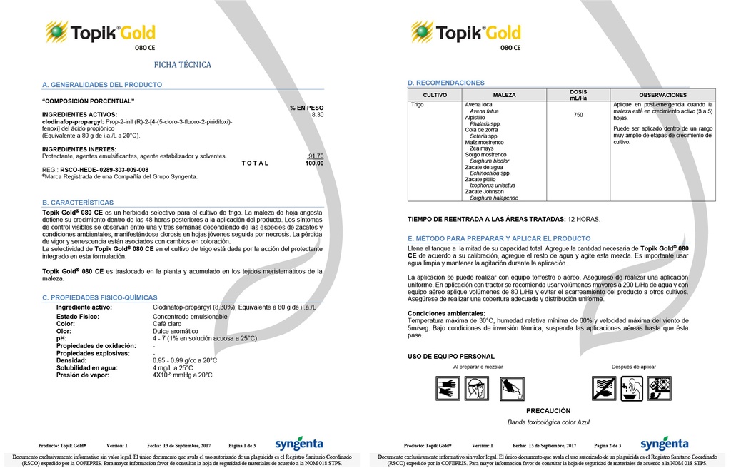 TOPIK GOLD (CLODINAFOP-PROPARGYL) - BOTELLA 750ML
