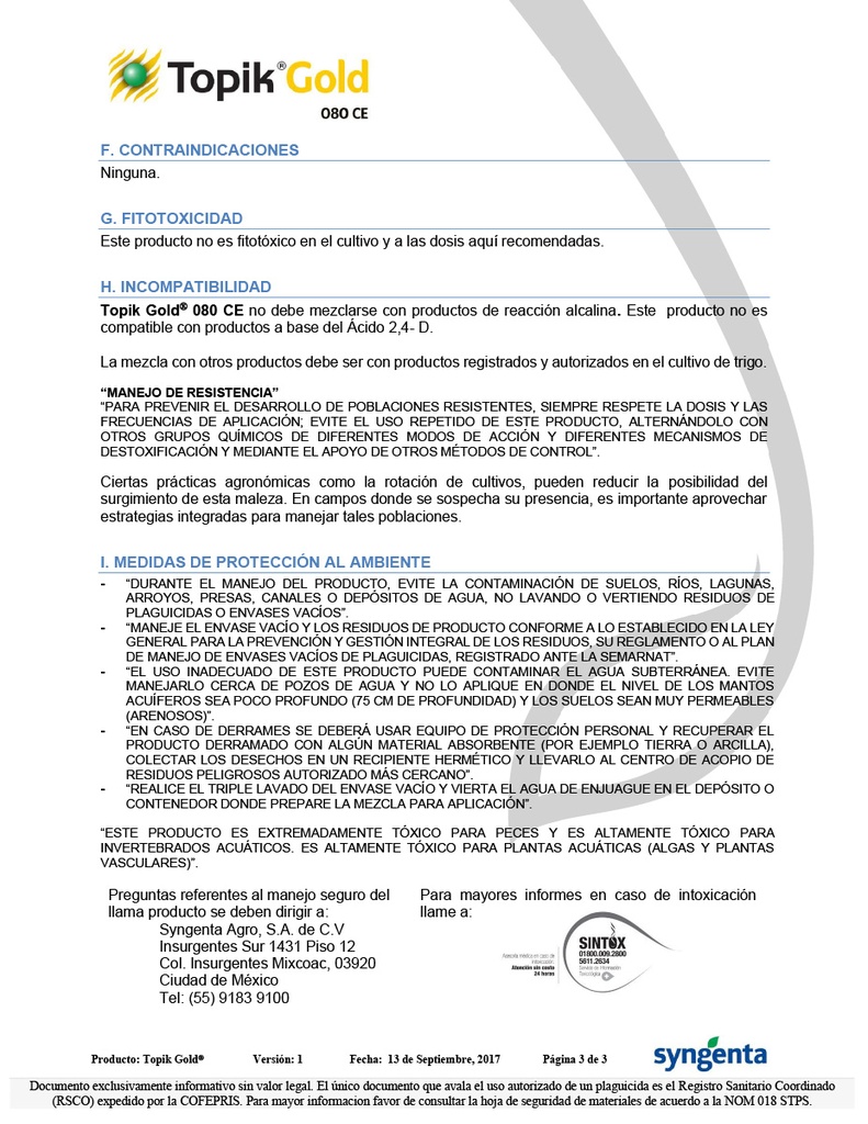 TOPIK GOLD (CLODINAFOP-PROPARGYL) - BOTELLA 750ML