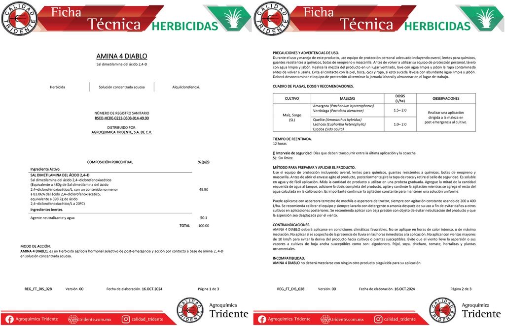 Amina 4 Diablo (2,4-D) - 960ml