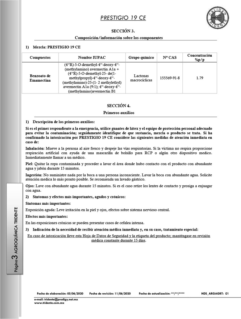 Prestigio 19CE !NO TOMAR! (Benzoato de Emanectina) - 1L
