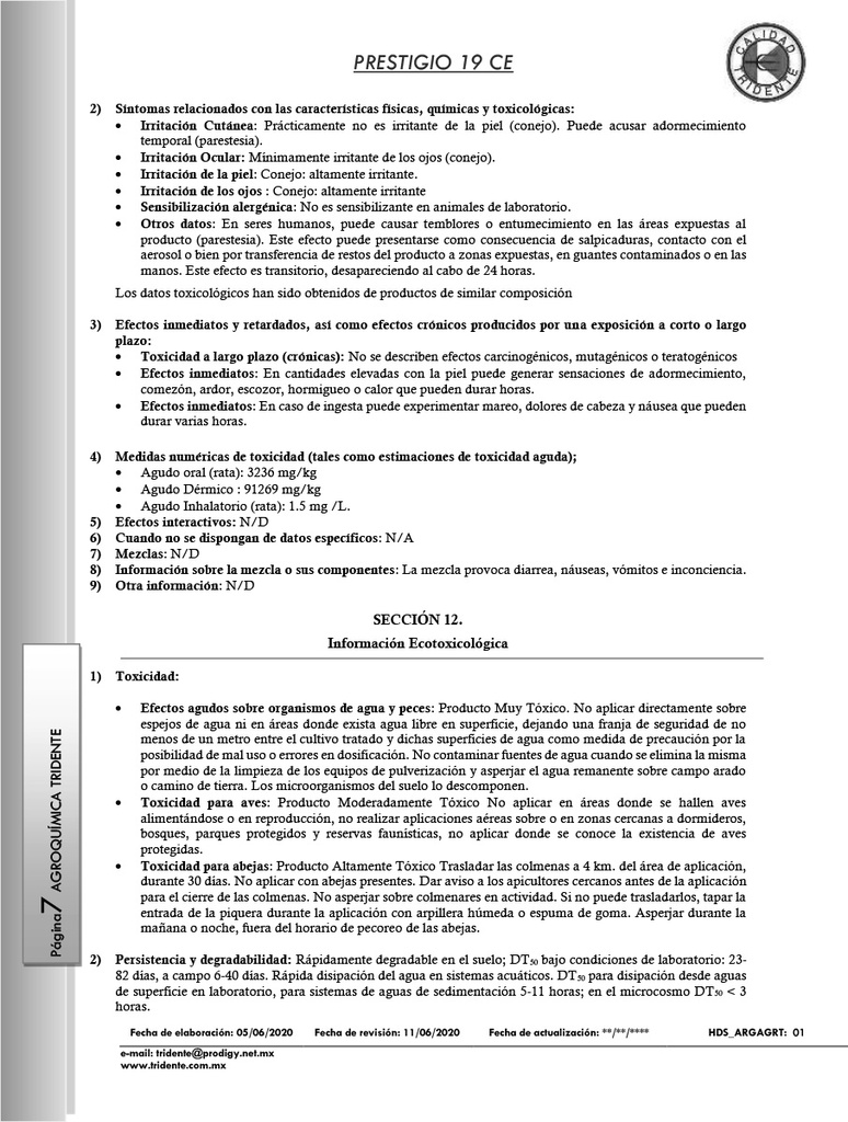 Prestigio 19CE !NO TOMAR! (Benzoato de Emanectina) - 1L