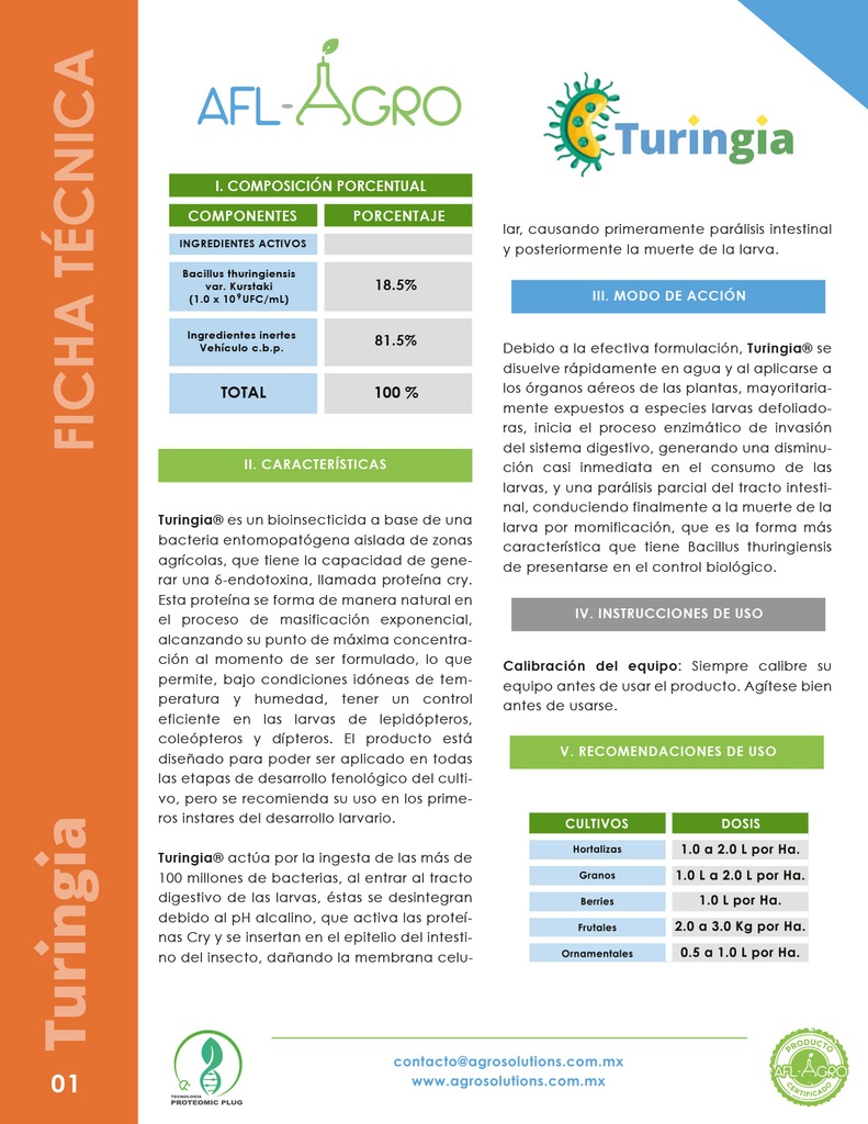 Bioinsecticida Turingia (Producto Orgánico) - 1L