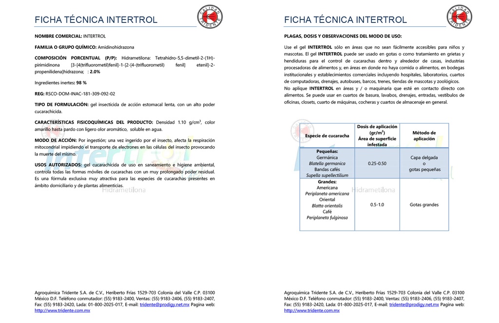 Intertrol (Amidinohidrazona) - Jeringa 30gr
