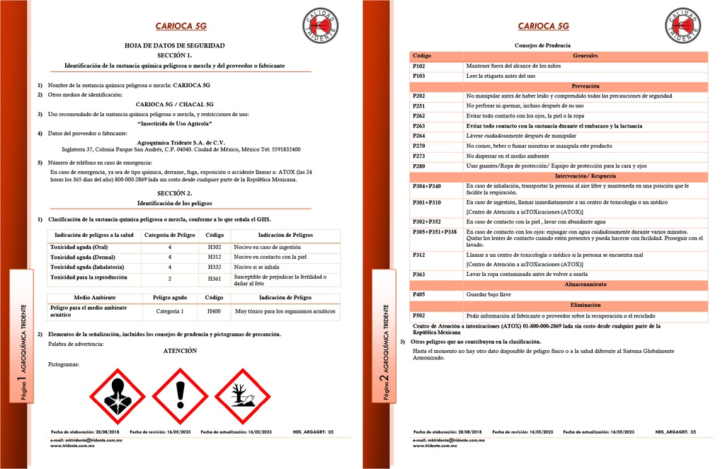 Carioca 5G (Clorpirifos) - 20kg