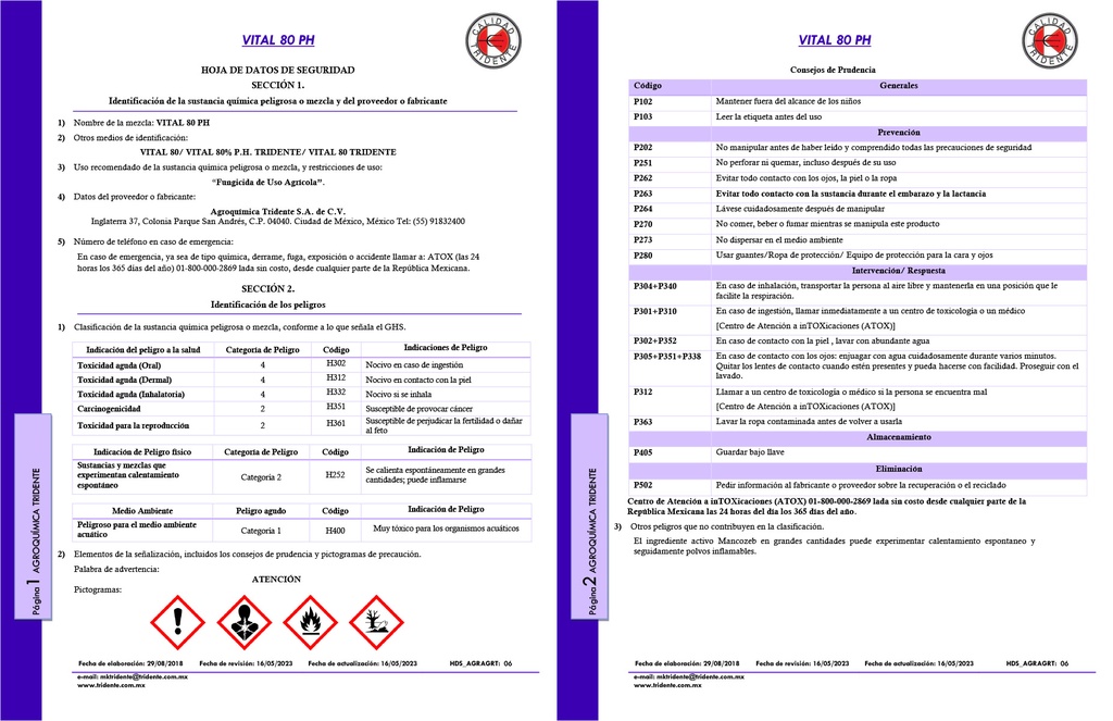 Vital 80PH (Mancozeb) - 1kg
