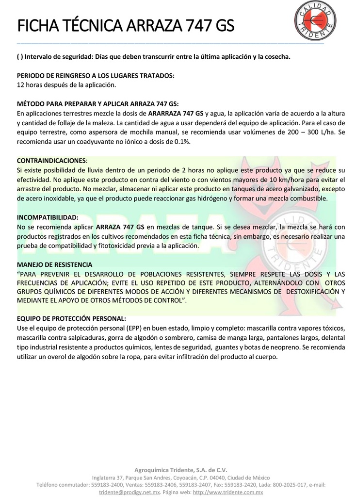 Arraza 747GS (Glifosato) - 500gr