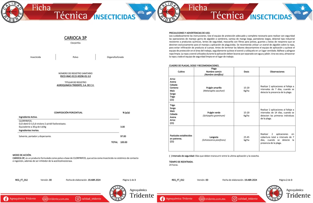 Carioca 3P (Clorpirifos) - 20kg