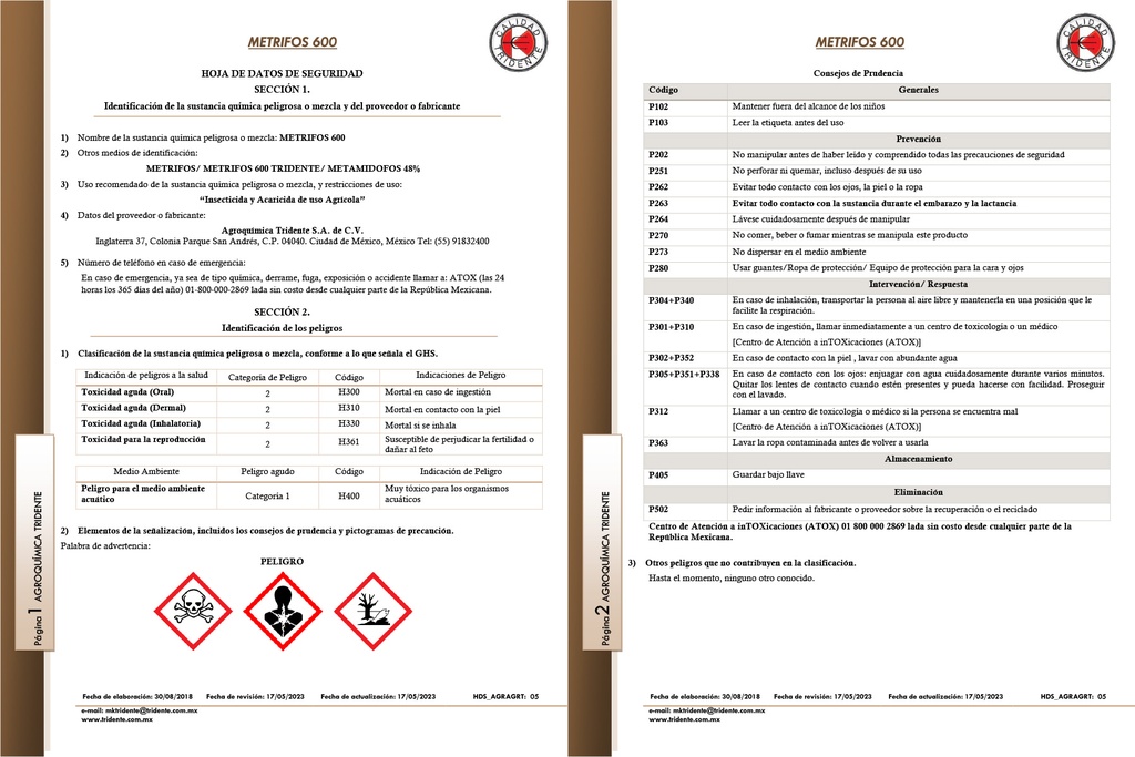 Metrifos 600 (Metamidofos) - 950ml