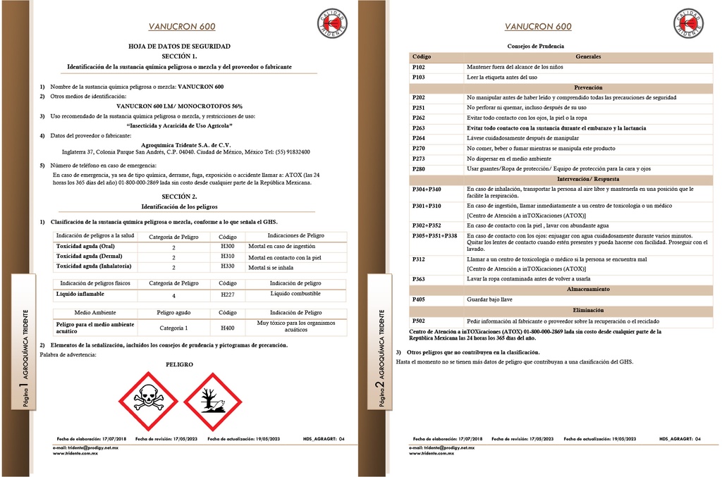Vanucron 600 (Monocrotofos) - 1L