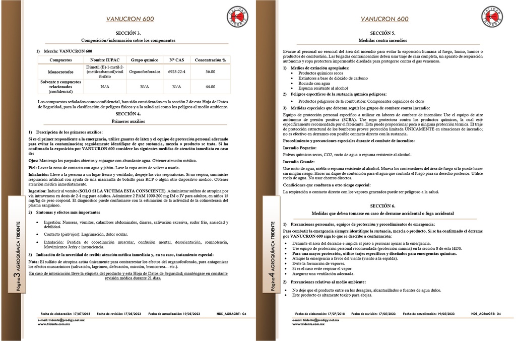 Vanucron 600 (Monocrotofos) - 1L