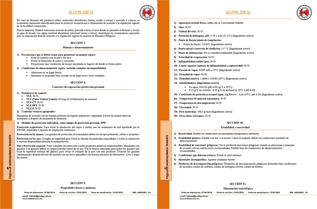 GLUFIN 200SL (GLUFOSINATO DE AMONIO) - GARRAFA 5 L