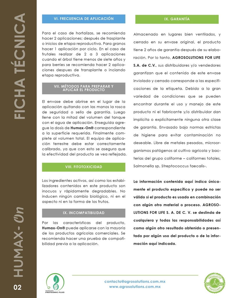 Ficha Técnica Humax-On