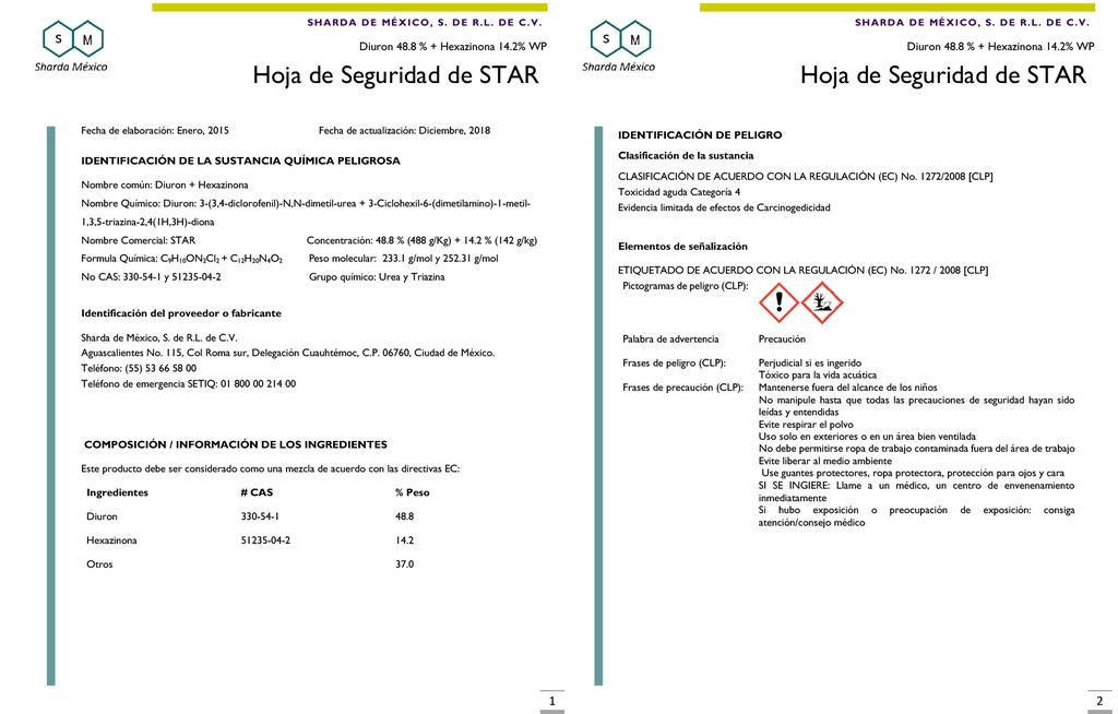 Star WP (Diuron 48.8% + Hexazinona 14.2%) - 600gr