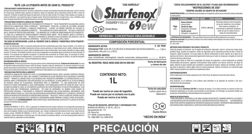 Sharfenox 69EW (Fenozaprop-etil) 7% EW - 1L