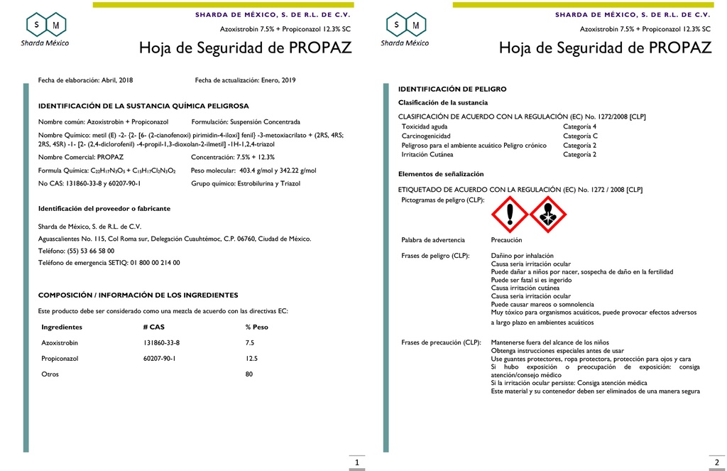 Propaz (Azoxystrobin 7.5% + Propiconazol 12.3%) - 800ml