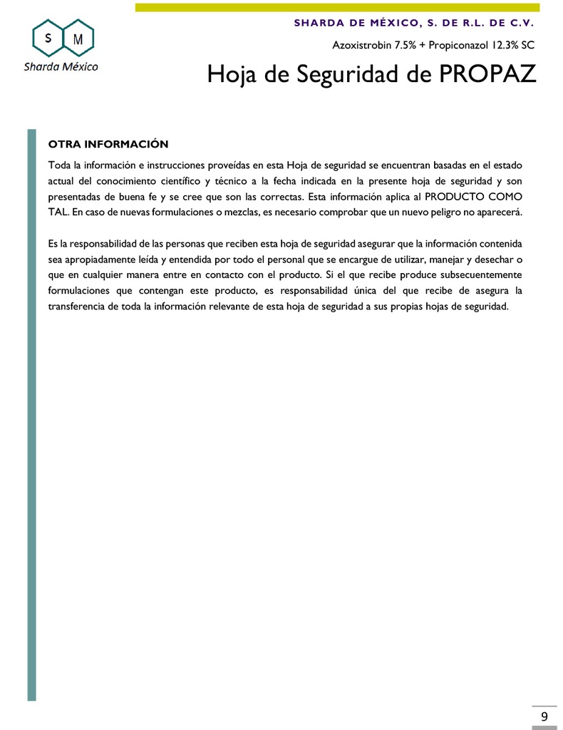Propaz (Azoxystrobin 7.5% + Propiconazol 12.3%) - 800ml