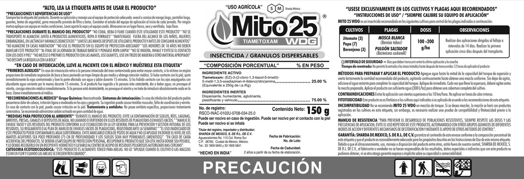 Mito 25 WG (Tiametoxam 25%) - 600gr