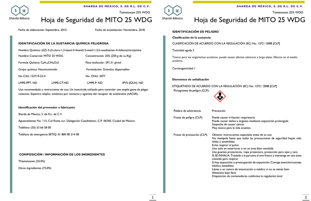 Mito 25 WG (Tiametoxam 25%) - 600gr