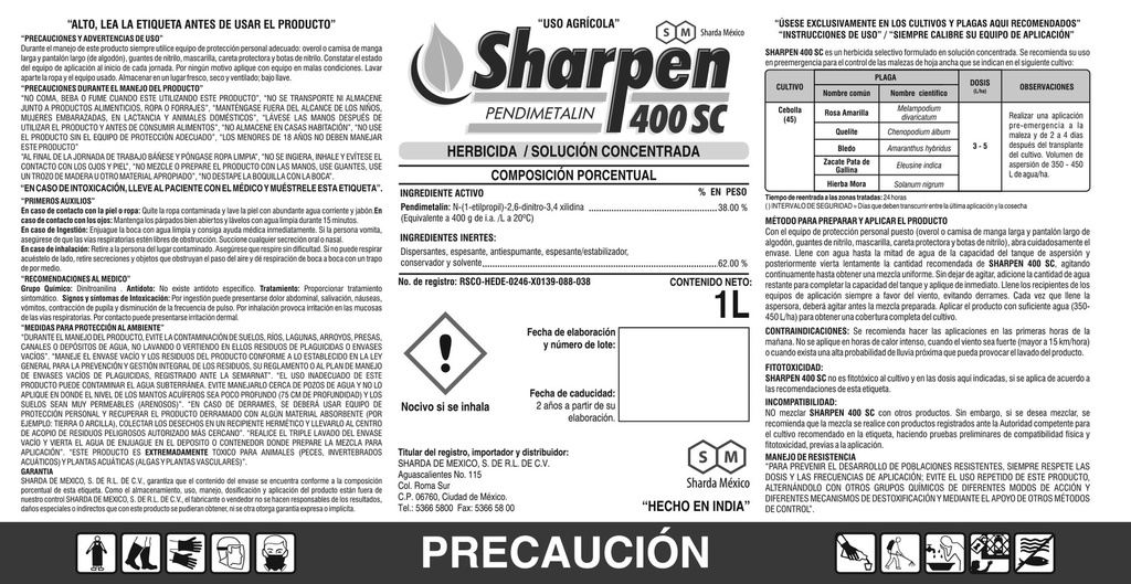 Sharpen (Pendimethalin 40% SC) - 1L