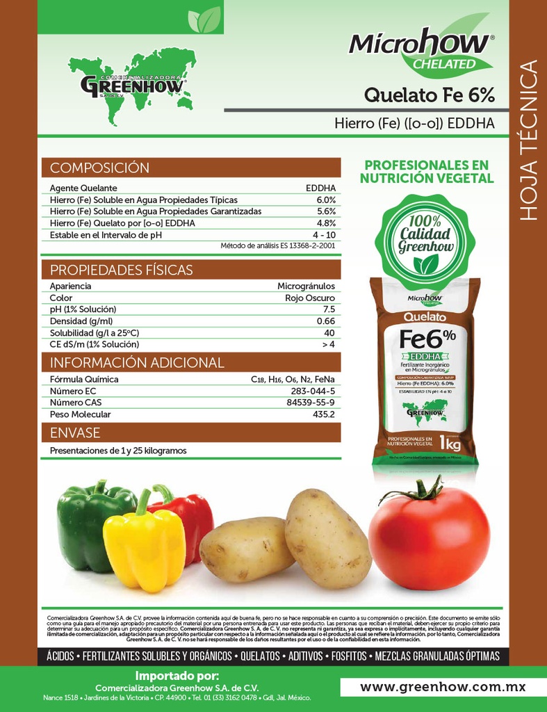 MICROHOW FE 6% EDDHA (HIERRO) - 1KG