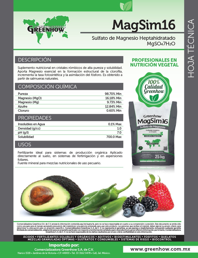 SULFATO DE MAGNESIO (SULMAG/MAGSIM/DUCOR) - 25KG