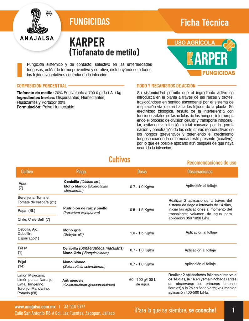 KARPER (METIL TIOFANATO) - 1KG