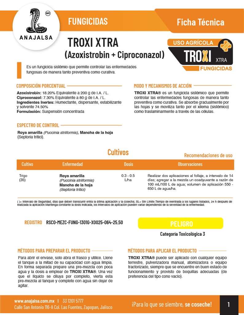 TROXI XTRA (AZOXYSTROBIN+CIPROCONAZOL) - 1L