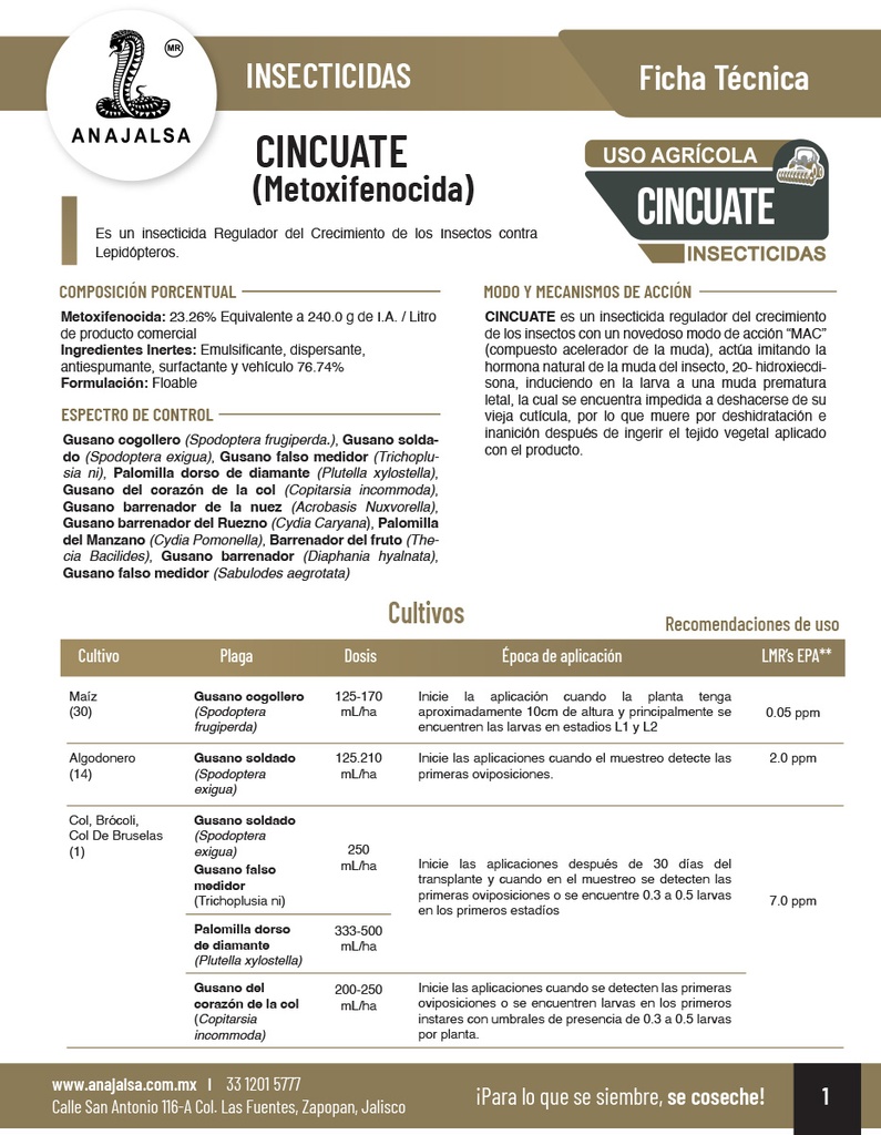 CINCUATE (METHOXYFENOZIDE) - 950ML