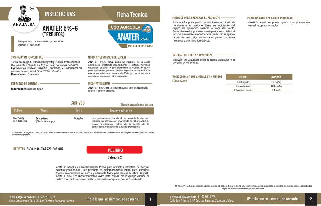 ANATER 5%-G (TERBUFOS) - 20KG