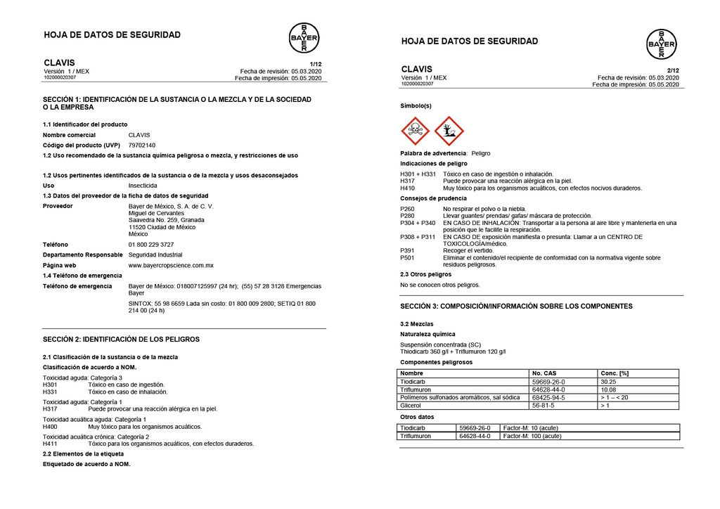 CLAVIS (TIODICARB+TRIFLUMURON) - 1L