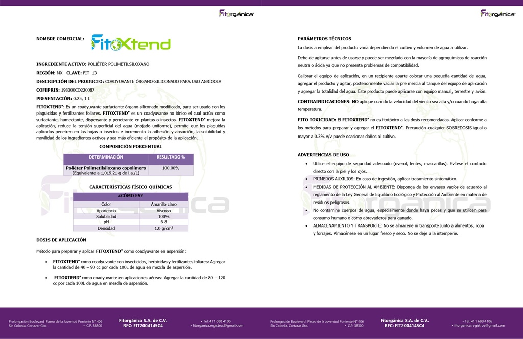 FITOXTEND + (POLIMETILSILOXANO) - 1L