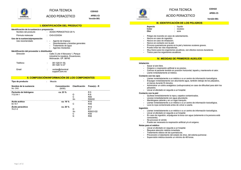 ACIDO PERACETICO - 20L