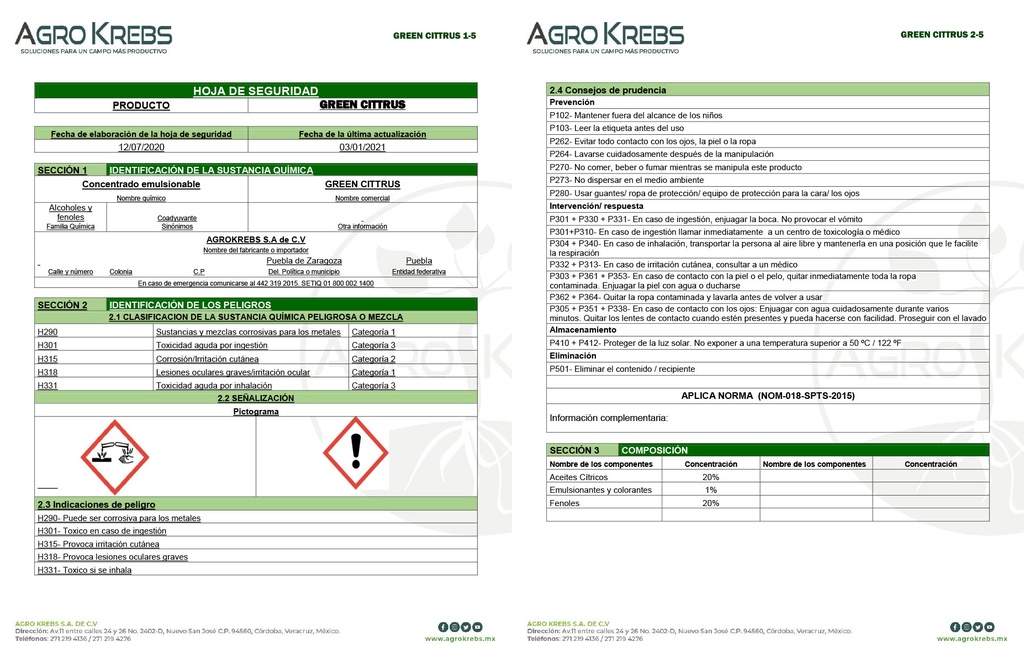GREEN CITTRUS - BOTELLA 1L