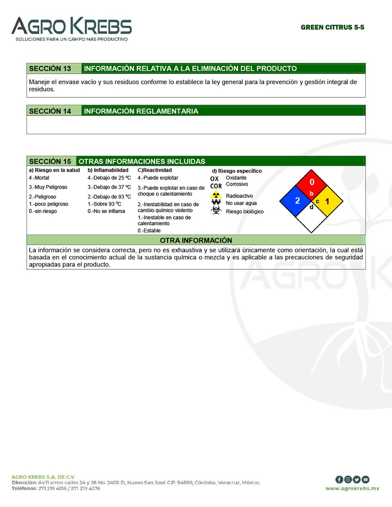 GREEN CITTRUS - BOTELLA 1L