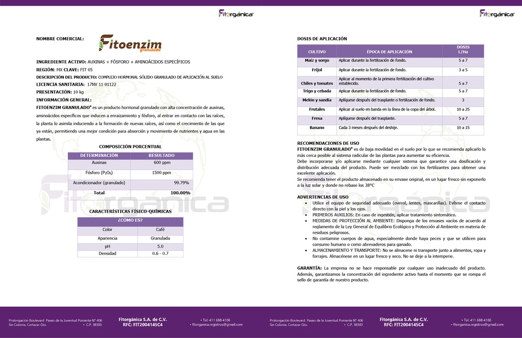 FITOENZIM (ENRAIZADOR GRANULADO)- SACO 10KG