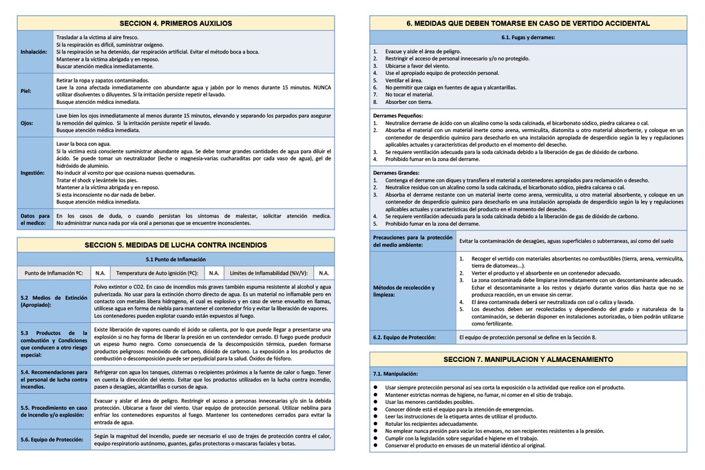 ACIDO FOSFORICO PURIFICADO AL 85% - 20L