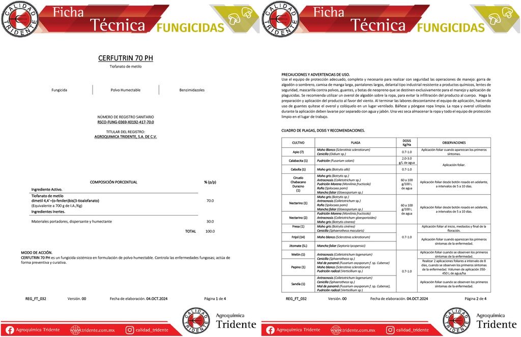 CERFUTRIN 70 PH (TIOFANATO METILICO) - 1 KG