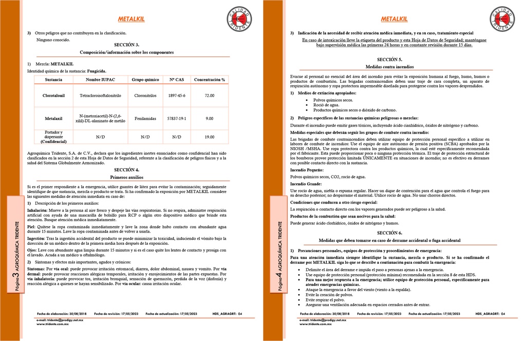 METALKIL CL (METALAXIL+CLOROTALONIL) - 1KG